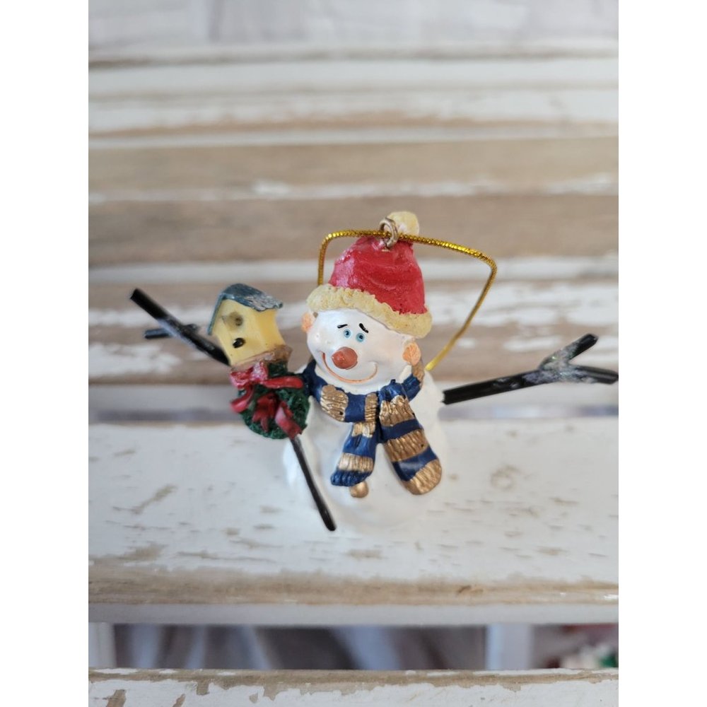Snowman birdhouse vintage ornament holiday tree